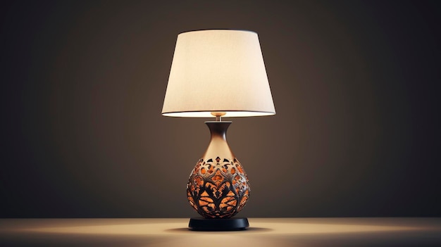 A photo of a designer lamp on a side table