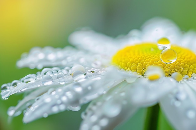 デリケート な デイジー の 花びら の 上 の 露 の 写真