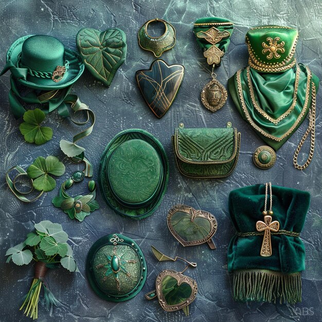 Photo different accessories for stpatricks day top view