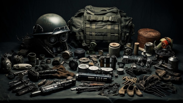 Photo different soldier accessories