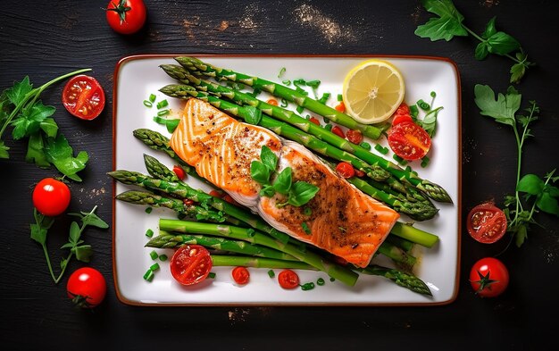 Photo of different tasty dishes from salmon fish