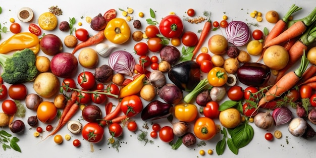 Photo of different vegetables isolated on white background