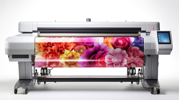 Foto una foto di una stampante tessile digitale a tutta lunghezza