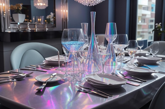 Photo of a dining room with holographic cutlery