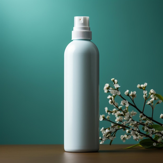 Photo of disinfectant spray bottle mockup isolated background