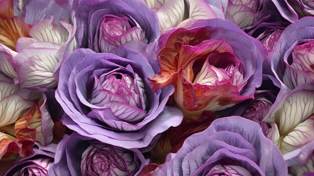 Photo a photo of a display of colorful radicchio at the farm