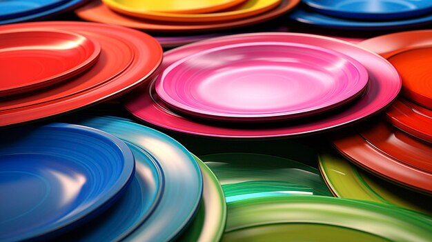 Una foto di un display di frisbee in vari colori