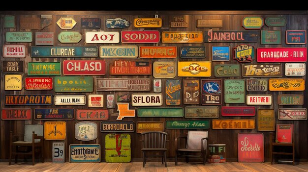 A photo of a display of handpainted wooden signs