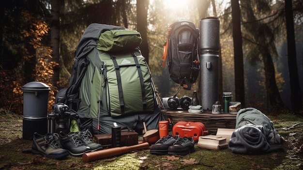 A photo of a display of outdoor camping and hiking