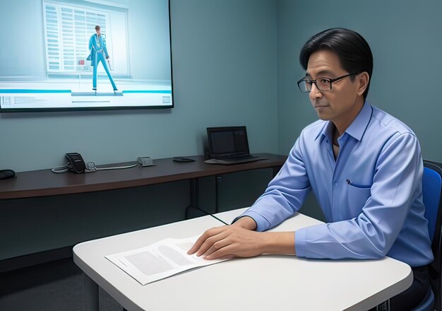 Photo of doctor in attendance at the office with images Generative AI