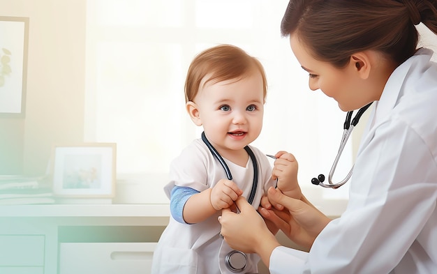 Photo of doctor holding a little cute baby