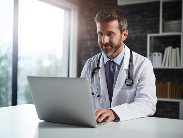 Photo photo of doctor using laptop