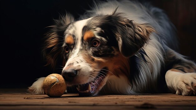 A photo of a dog enjoying a chew toy