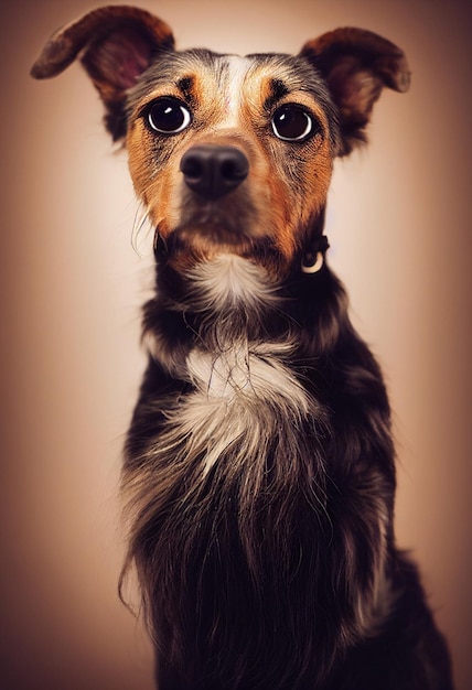 犬の縦撮り写真 モノクロ背景 ソフトコートグラマーフォト風