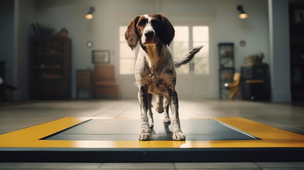 A photo of a dog practicing recall training