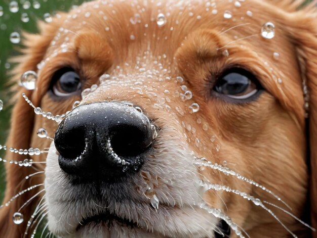 Foto foto del naso di un cane coperto di rugiada