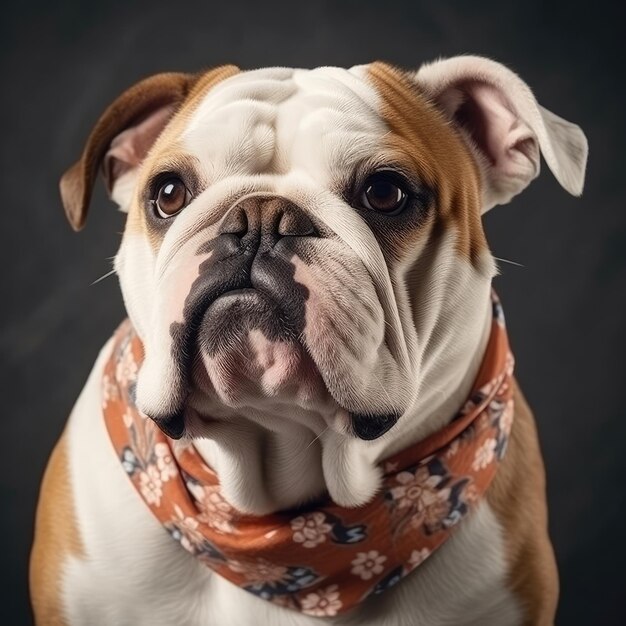 PHOTO A dog wearing a bandana