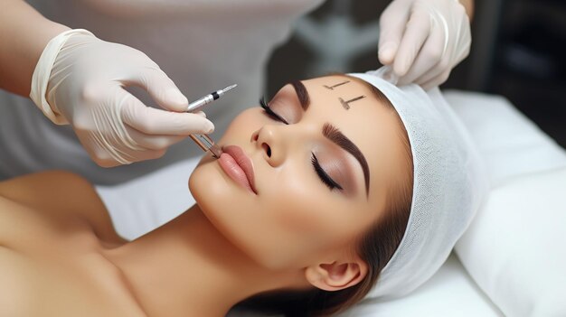 Photo of doing make u p facial treatment and eye brow making