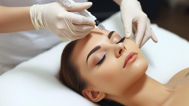 Photo of doing make u p facial treatment and eye brow making