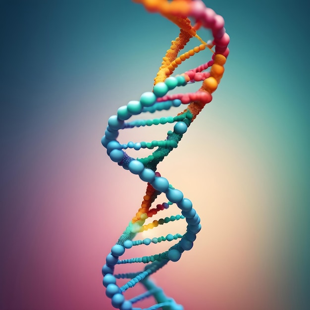 Photo double helix of dna molecule in colorful composition