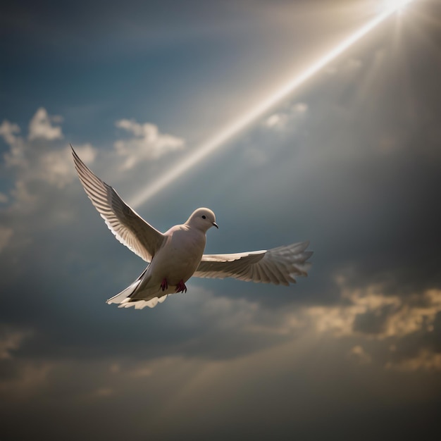 Photo of a dove flying in the sky