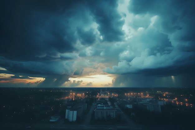 都市のスカイライン上の劇的な雲の写真