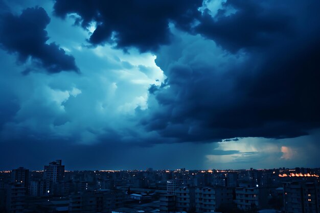 都市のスカイライン上の劇的な雲の写真