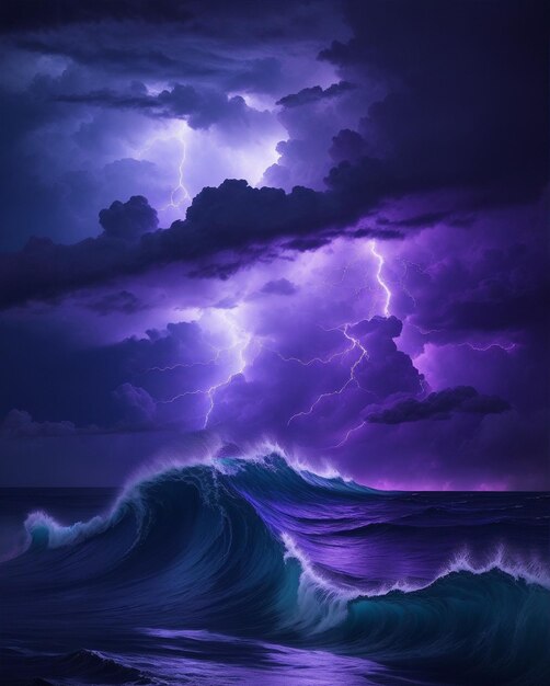 Photo of a dramatic storm over the ocean