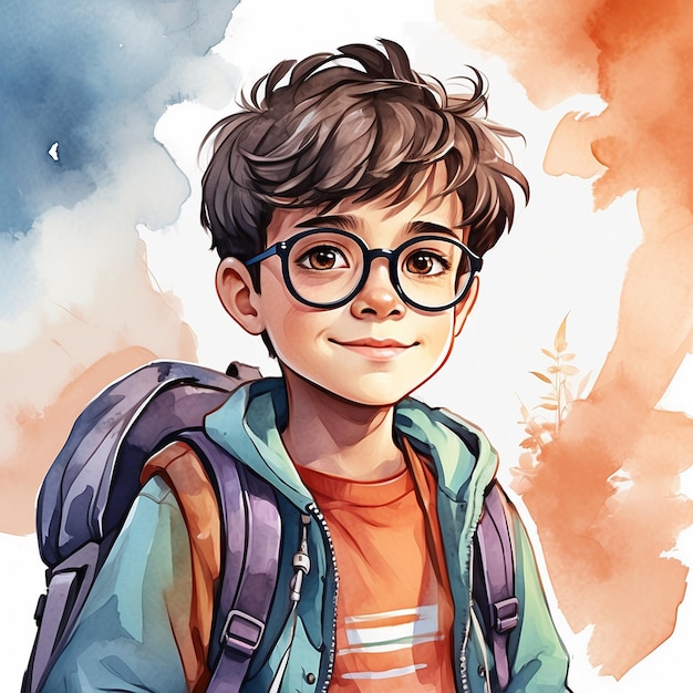 Photo a drawing of a boy with glasses that say's the word