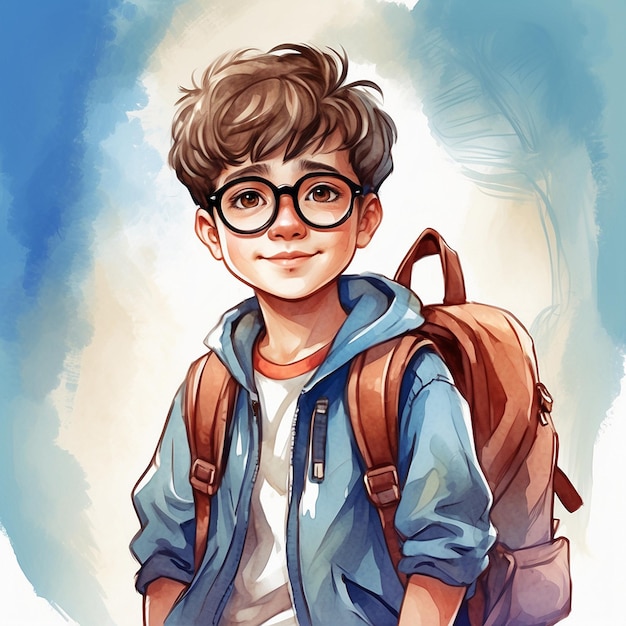 Photo a drawing of a boy with glasses that say's the word