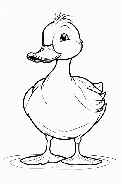 Photo a photo drawing of duck illustration for kids coloring page