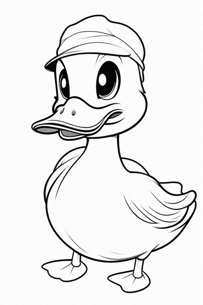 Photo drawing of a duck for kids coloring page