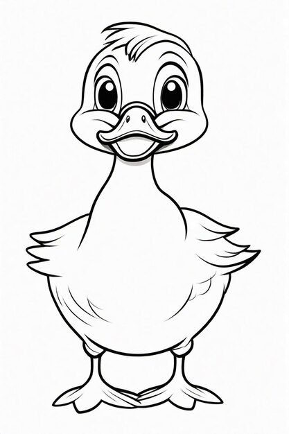 Photo drawing of a duck for kids coloring page