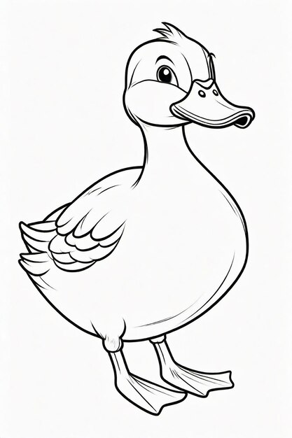 Photo photo drawing of a duck for kids coloring page