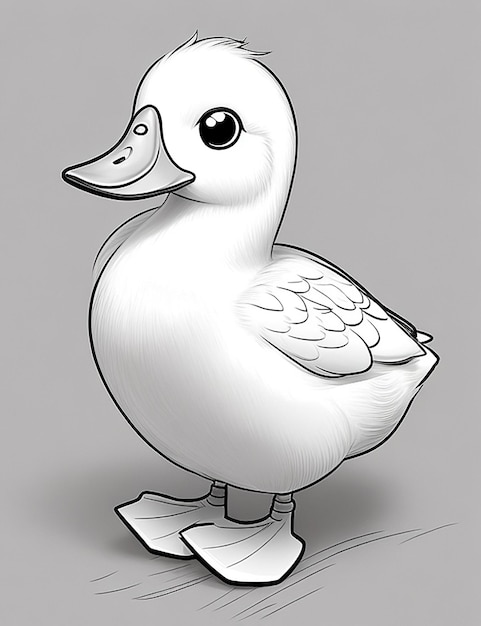 Photo drawing of a duck for kids coloring page