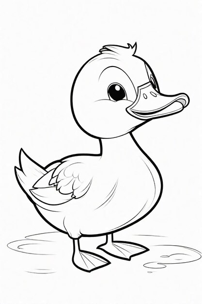 Photo drawing of a duck for kids coloring page