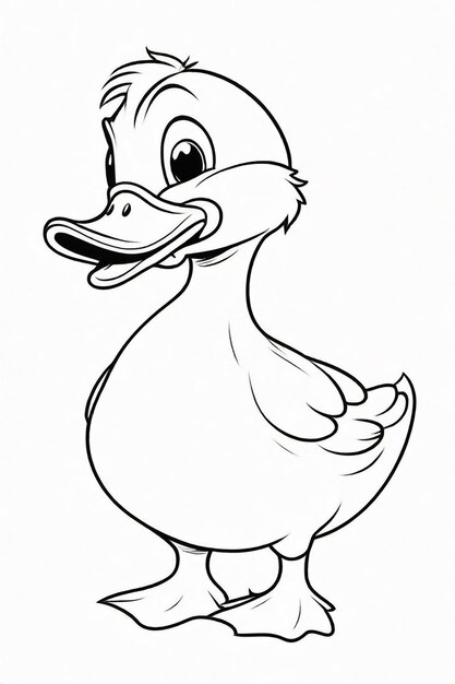 Photo drawing of a duck for kids coloring page