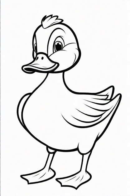 Photo drawing of a duck for kids coloring page