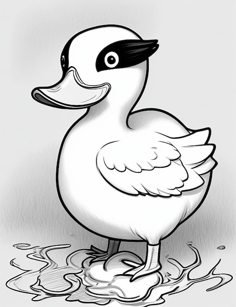 Photo drawing of a duck for kids coloring page