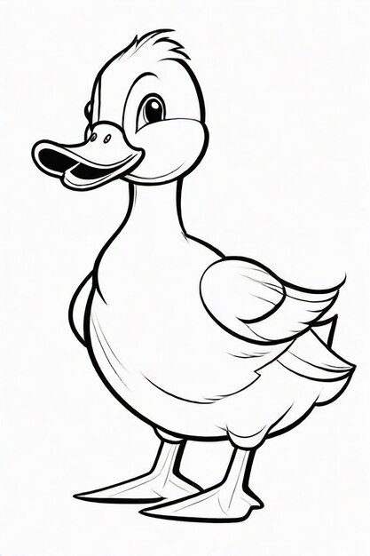 Photo drawing of a duck for kids coloring page