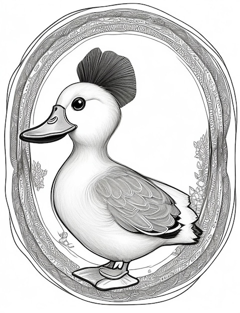 Photo photo drawing of a duck for kids coloring page