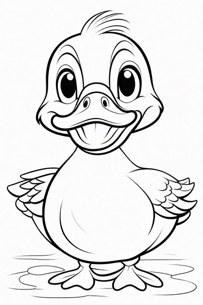 Photo drawing of a duck for kids coloring page