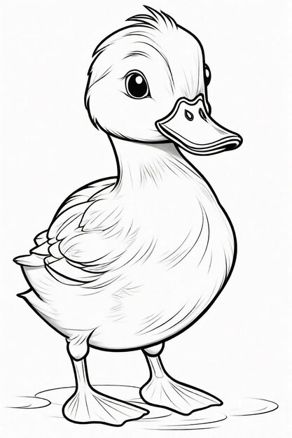 Photo photo drawing of a duck for kids coloring page