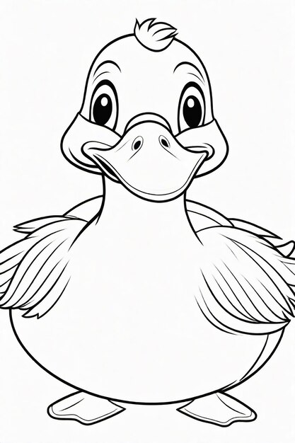 Photo photo drawing of a duck for kids coloring page