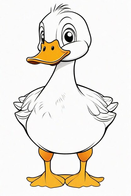 Photo drawing of a duck for kids coloring page