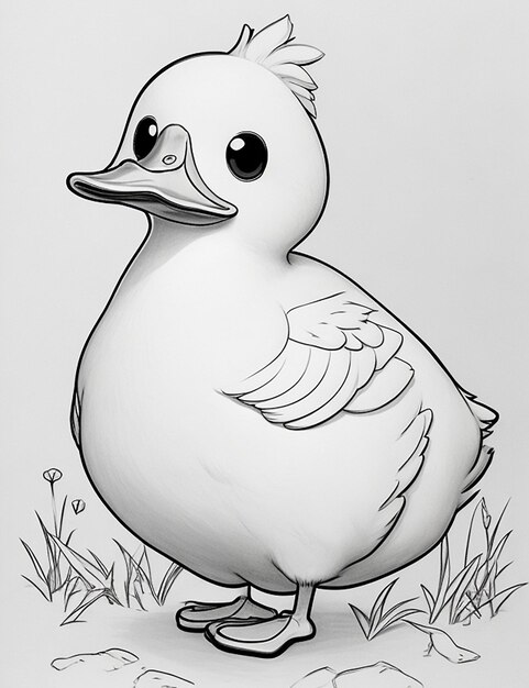 Photo photo drawing of a duck for kids coloring page