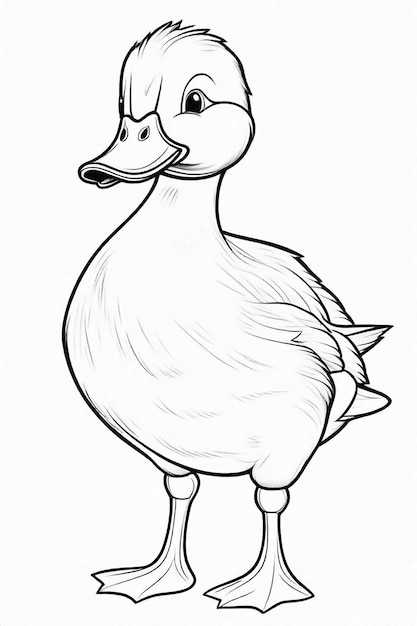 Photo drawing of a duck for kids coloring page