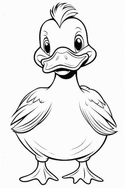 Photo drawing of a duck for kids coloring page