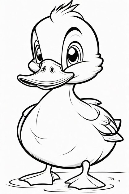 Photo drawing of a duck for kids coloring page