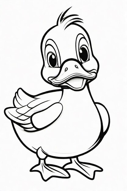 Photo drawing of a duck for kids coloring page